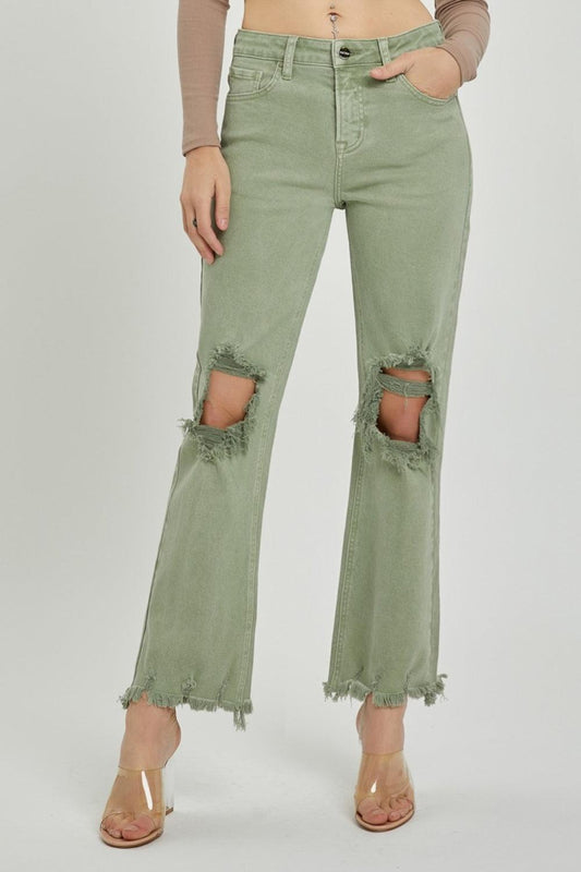 RISEN Distressed Ankle Bootcut Jeans - Wildflower Hippies
