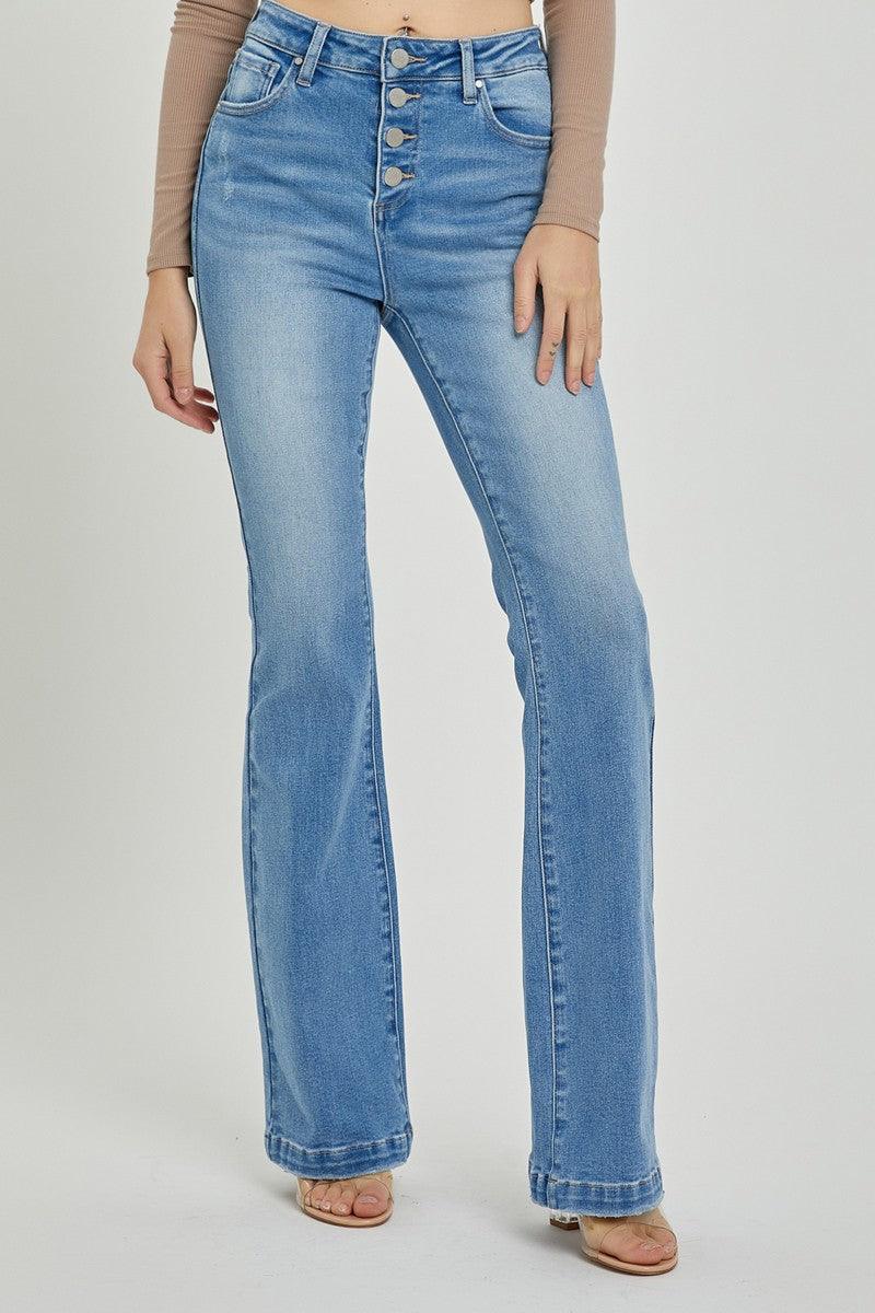 RISEN Full Size High Rise Button Fly Bootcut Jeans - Wildflower Hippies