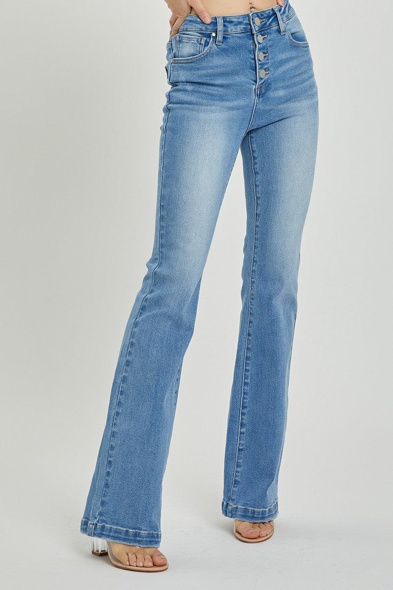 RISEN Full Size High Rise Button Fly Bootcut Jeans - Wildflower Hippies