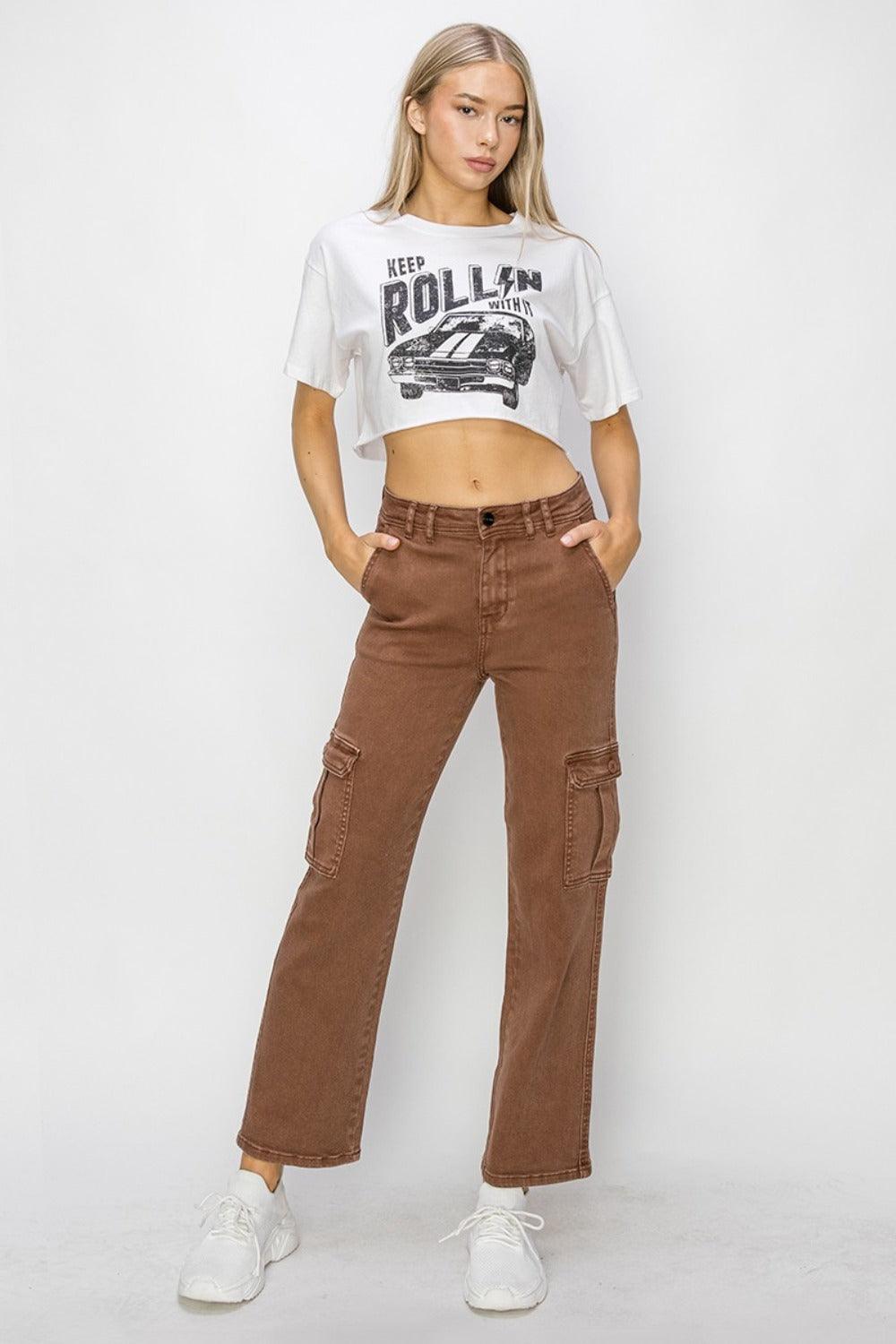 Risen Full Size High Rise Cargo Jeans - Wildflower Hippies