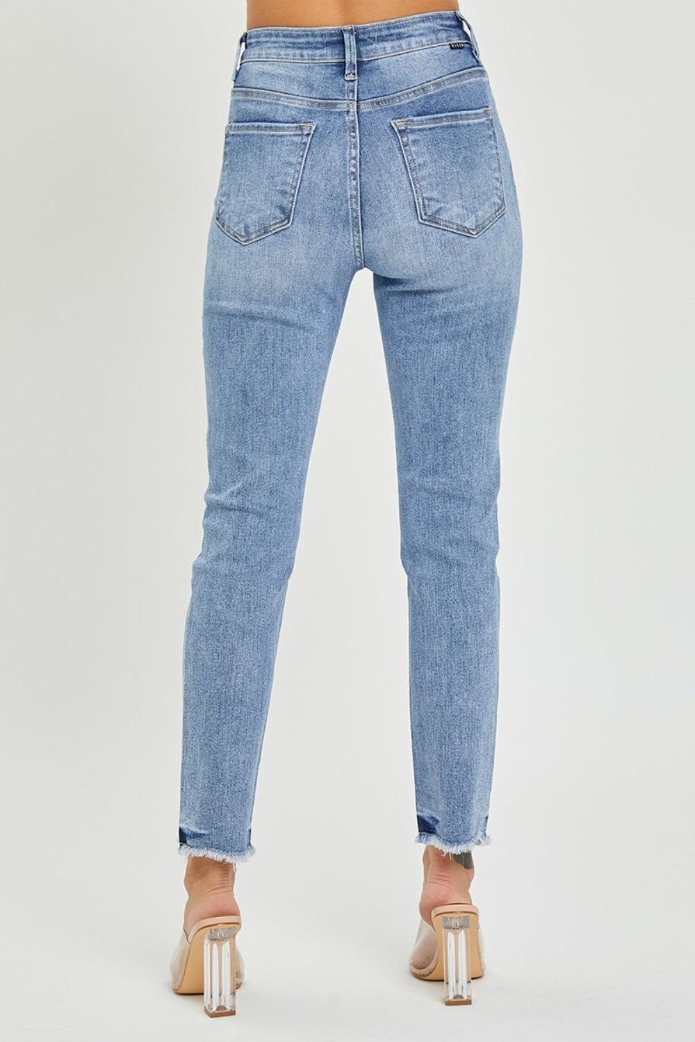 RISEN Full Size High Rise Frayed Hem Skinny Jeans - Wildflower Hippies