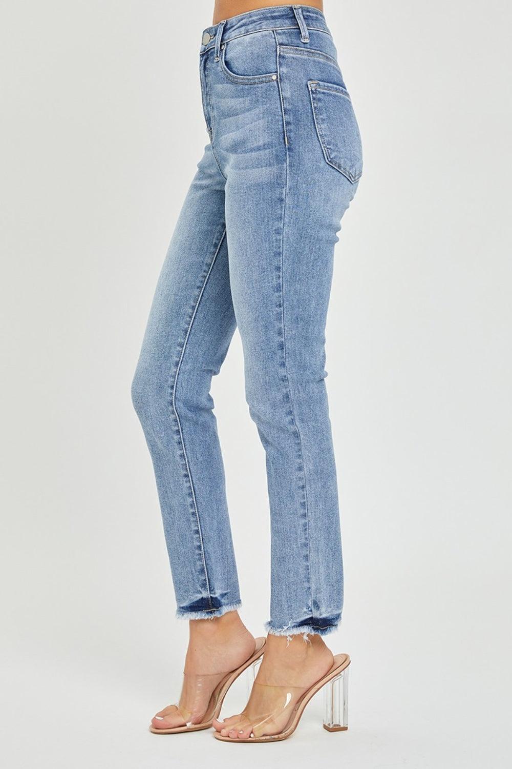 RISEN Full Size High Rise Frayed Hem Skinny Jeans - Wildflower Hippies