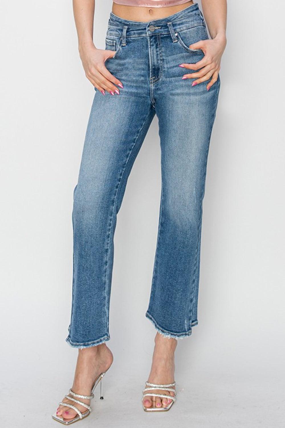 RISEN High Rise Slim Straight Jeans - Wildflower Hippies