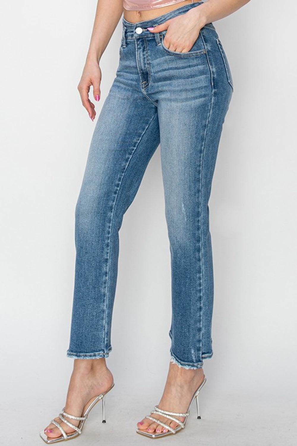 RISEN High Rise Slim Straight Jeans - Wildflower Hippies