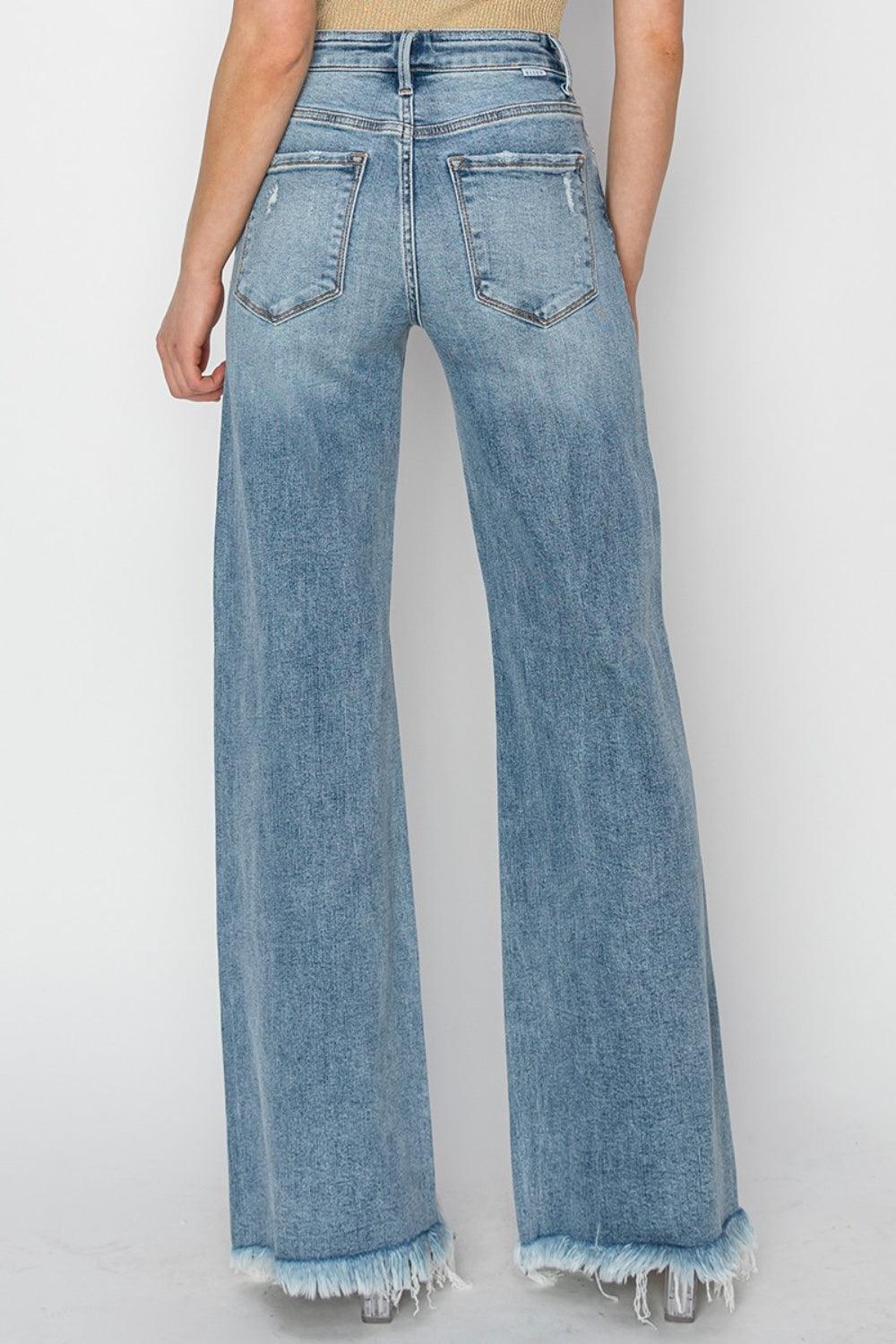 RISEN Mid Rise Button Fly Wide Leg Jeans - Wildflower Hippies