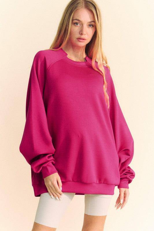 Round Neck Raglan Sleeve Sweatshirt - Wildflower Hippies