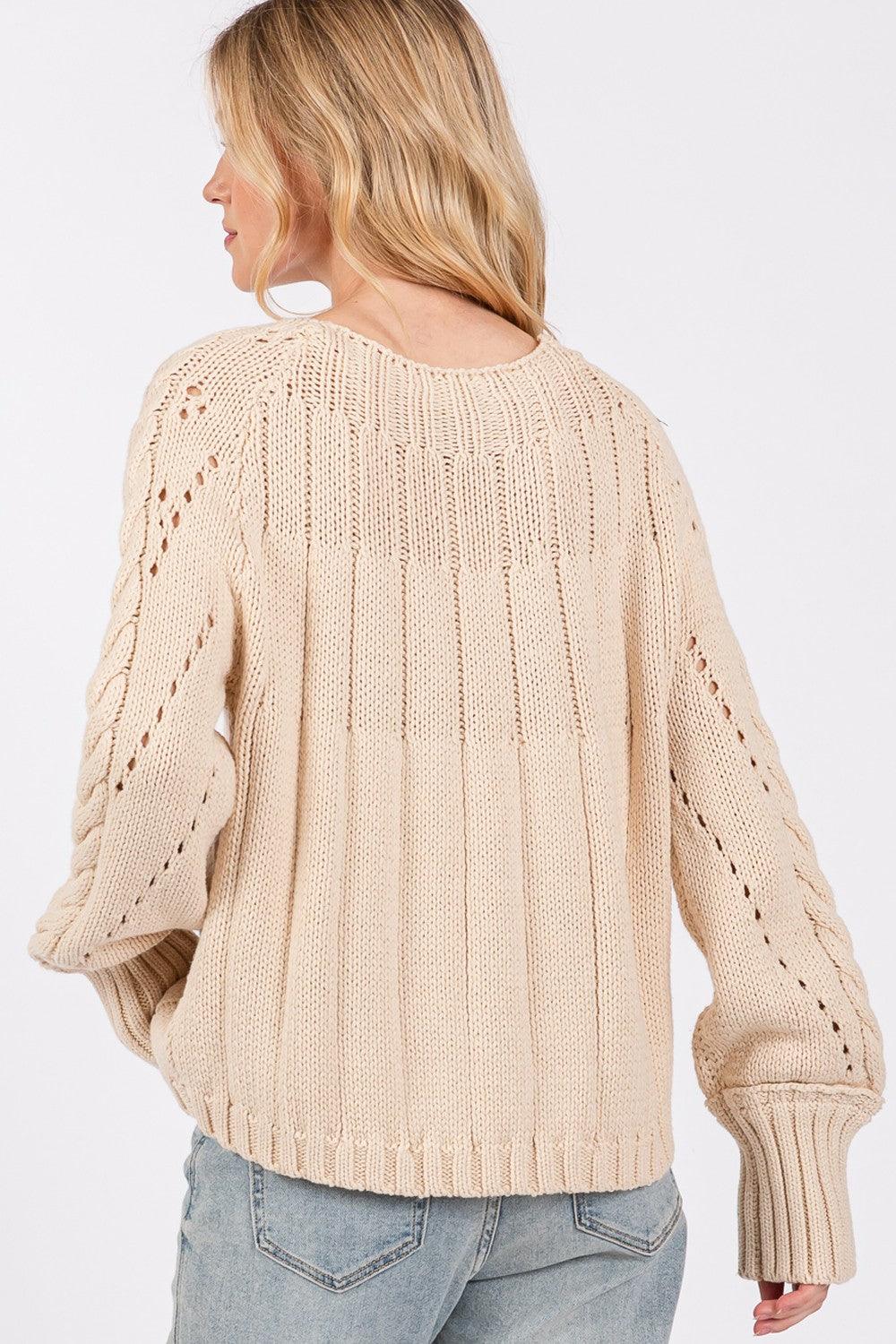 SAGE + FIG Cable-Knit Long Sleeve Sweater - Wildflower Hippies