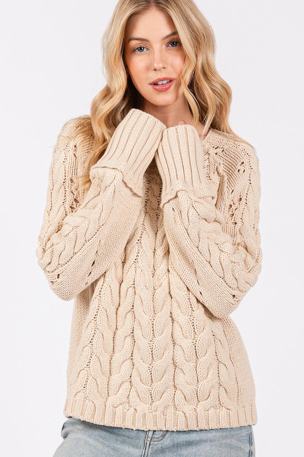 SAGE + FIG Cable-Knit Long Sleeve Sweater - Wildflower Hippies