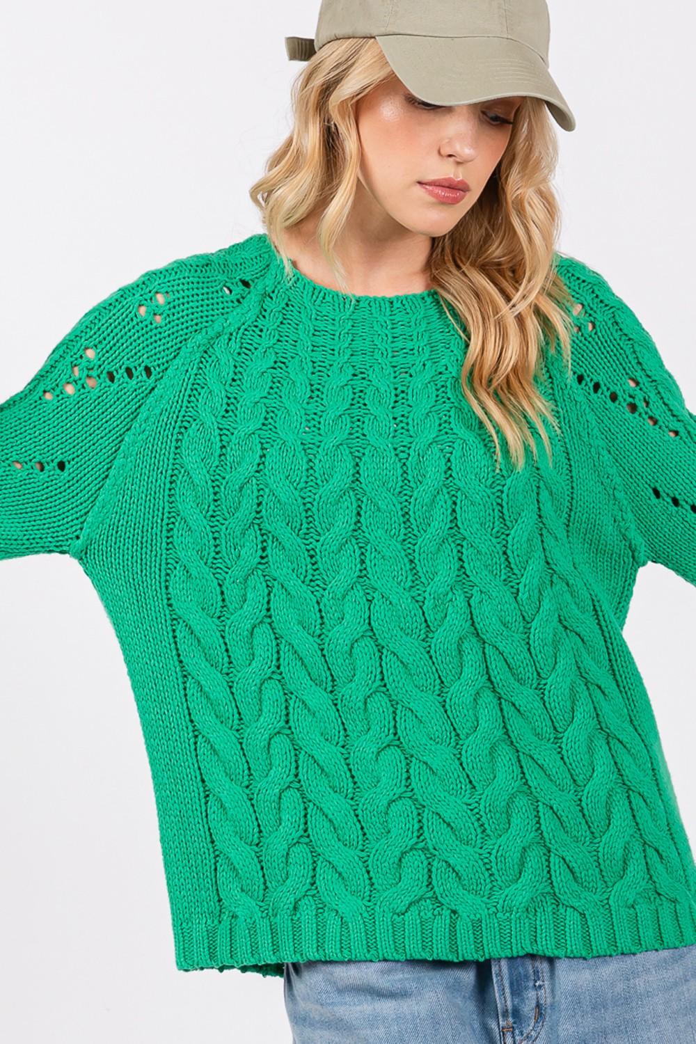 SAGE + FIG Cable-Knit Long Sleeve Sweater - Wildflower Hippies