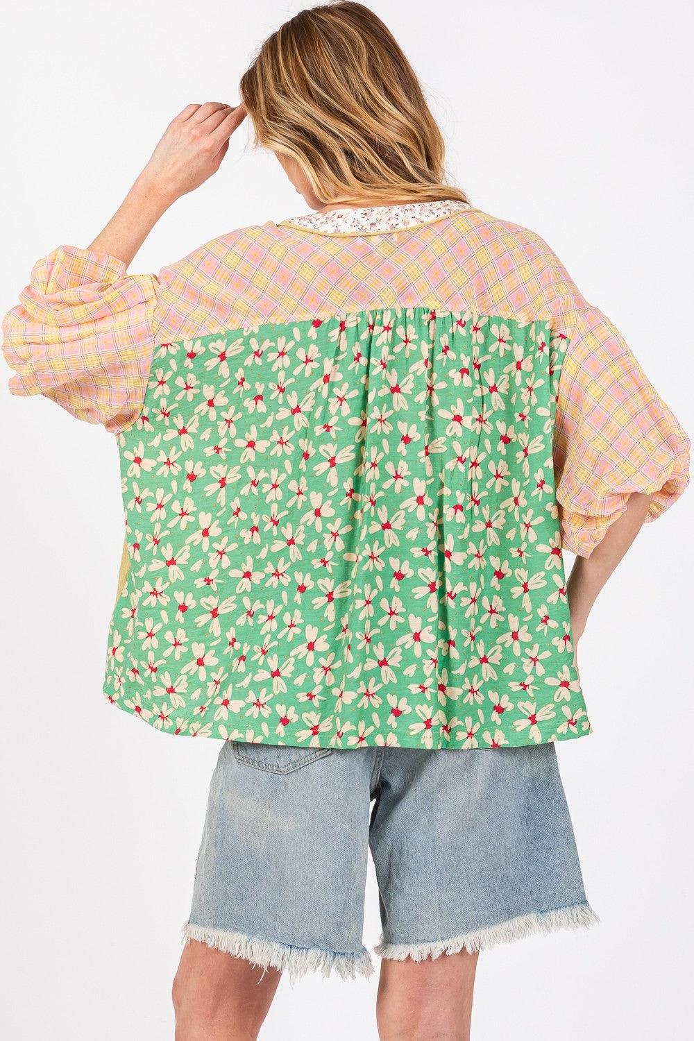 SAGE + FIG Color Block Bubble Sleeve Top - Wildflower Hippies