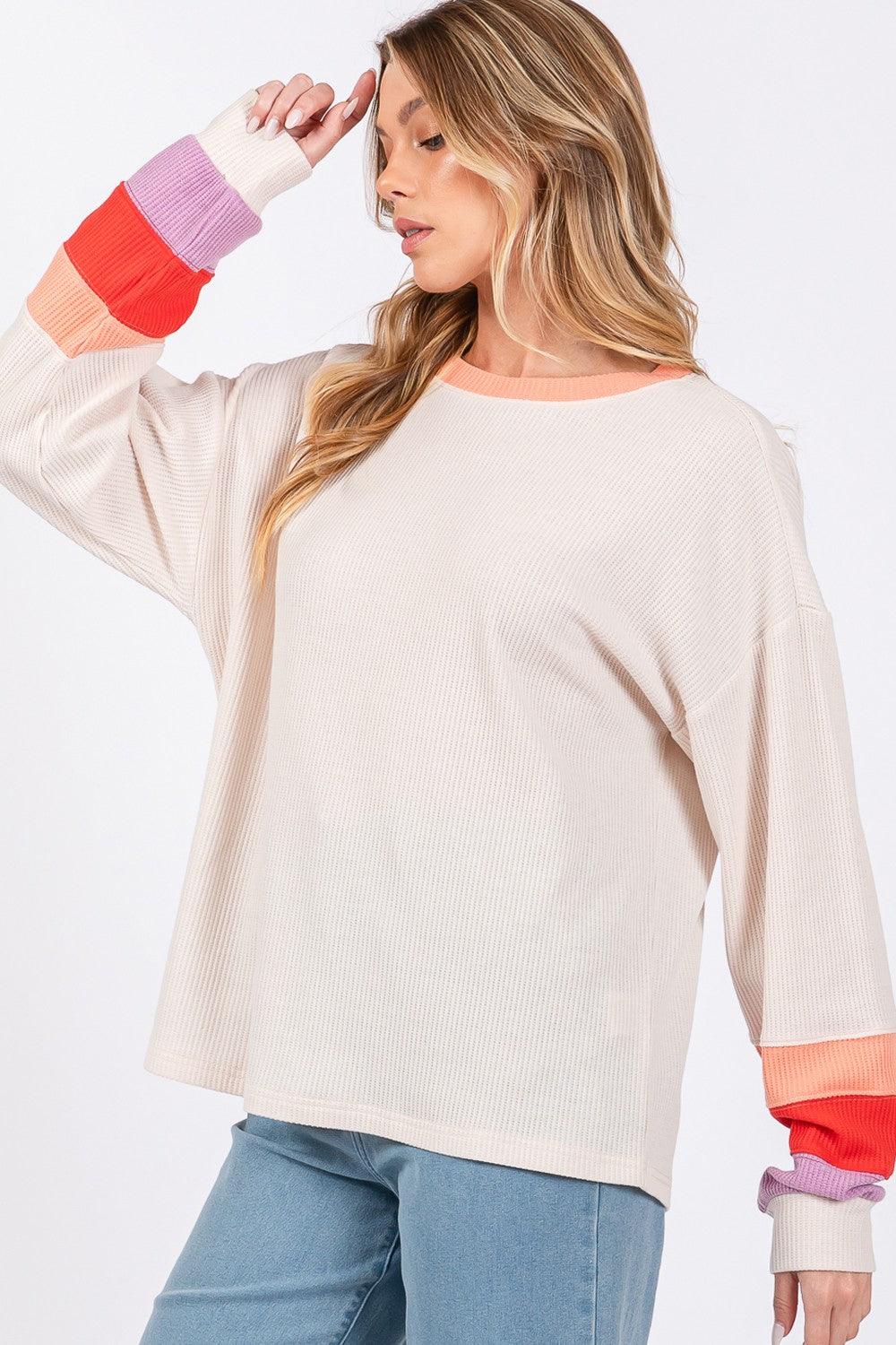 SAGE + FIG Color Block Waffle Knit T-Shirt - Wildflower Hippies