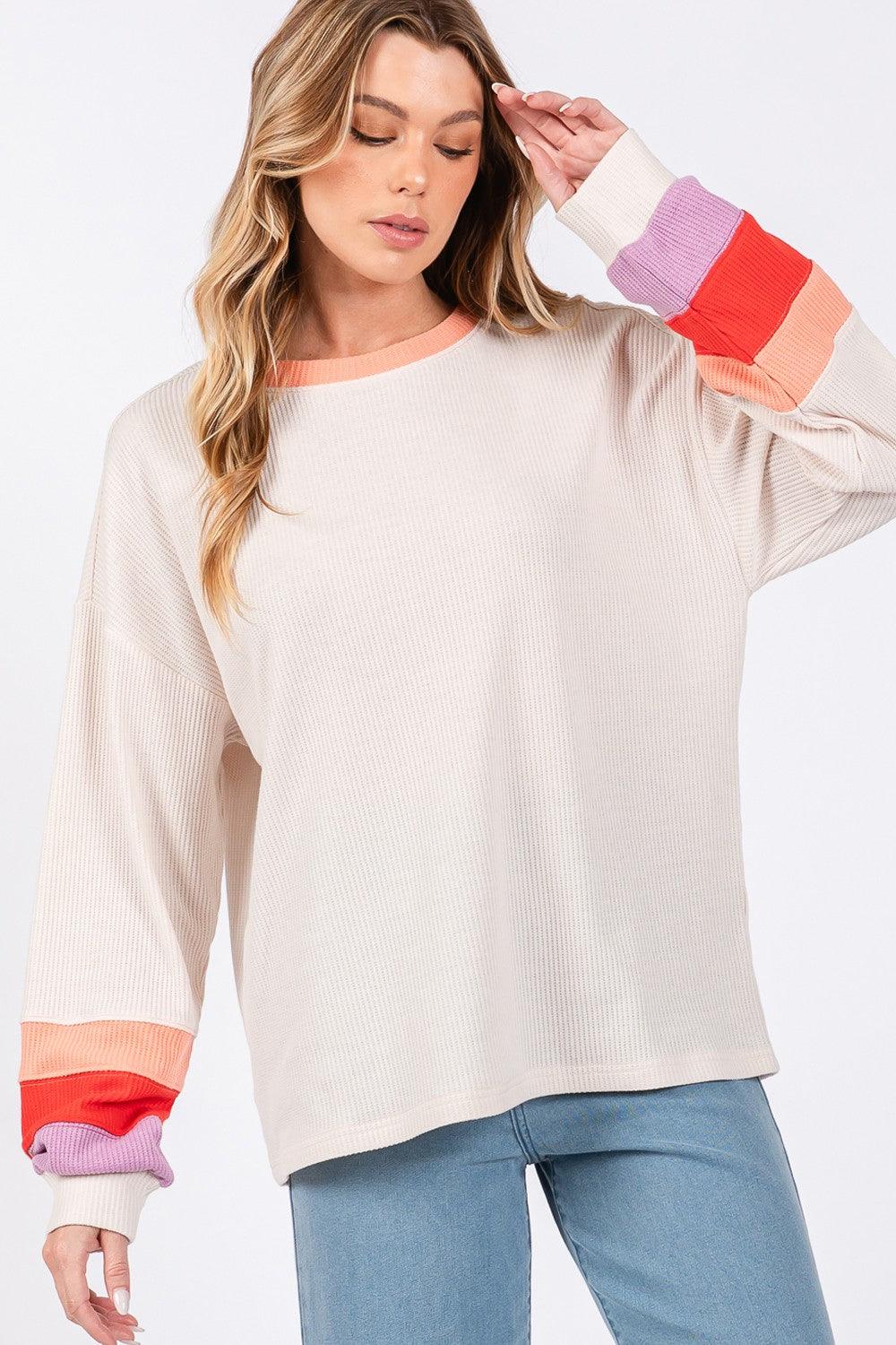 SAGE + FIG Color Block Waffle Knit T-Shirt - Wildflower Hippies