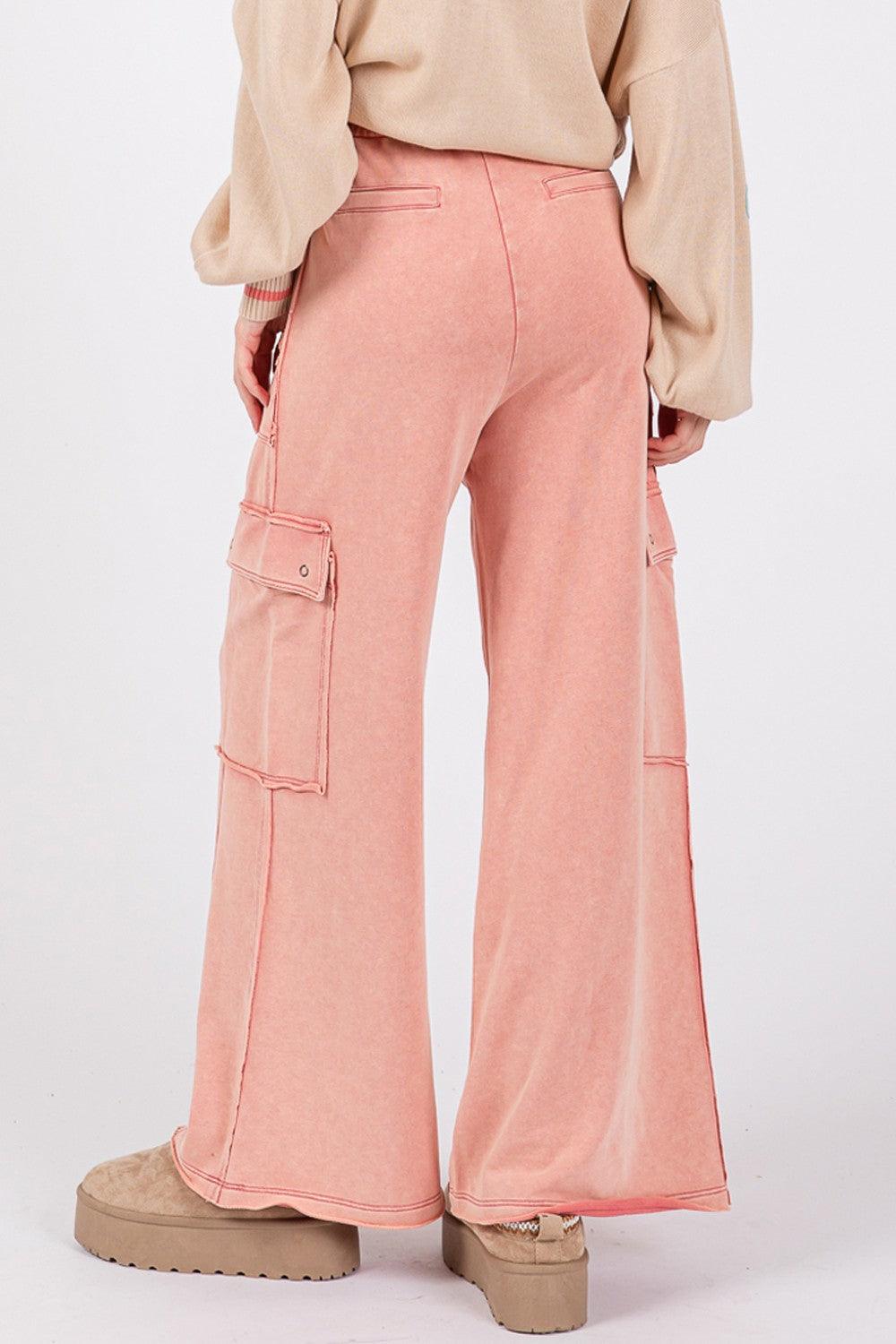 SAGE + FIG Knit Terry Mineral Wash Wide Leg Pants - Wildflower Hippies