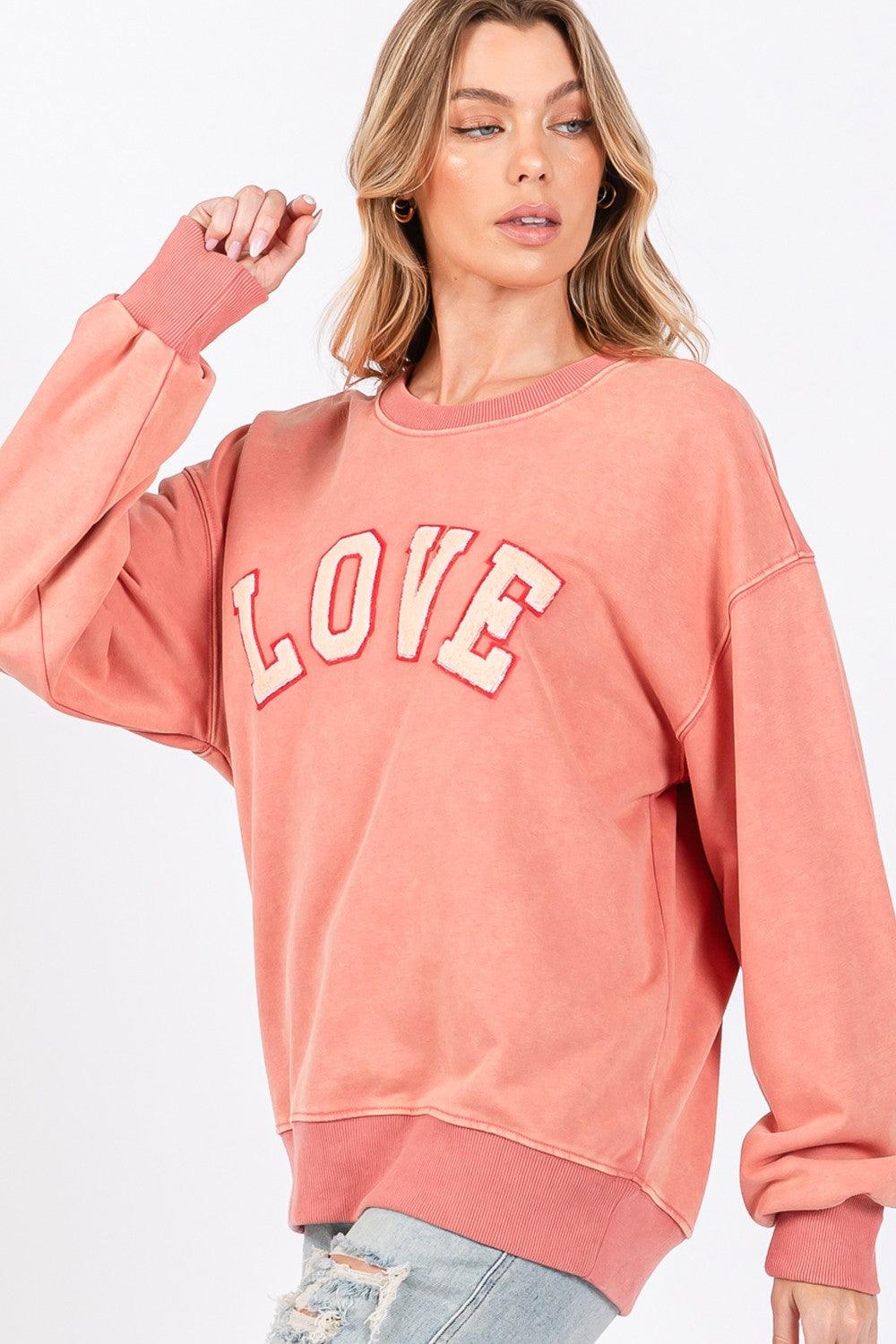 SAGE + FIG LOVE Path Applique Drop Shoulder Sweatshirt - Wildflower Hippies