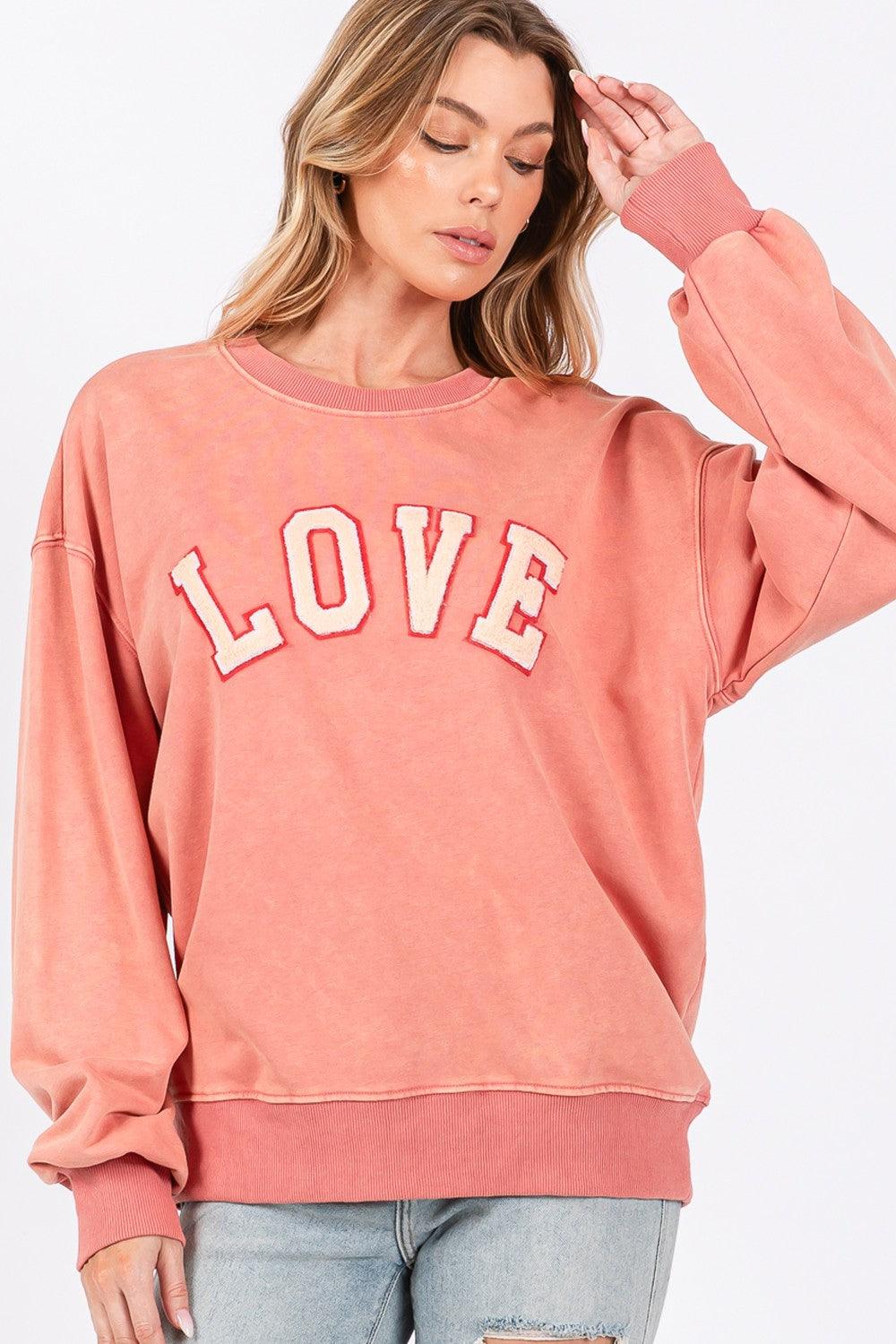 SAGE + FIG LOVE Path Applique Drop Shoulder Sweatshirt - Wildflower Hippies