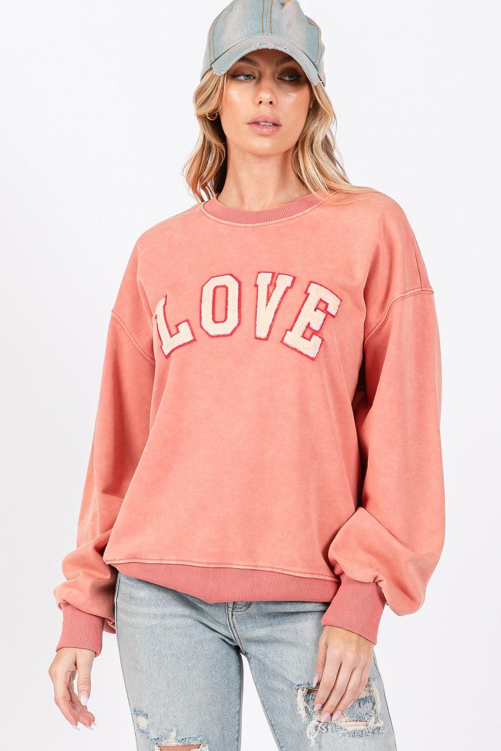 SAGE + FIG LOVE Path Applique Drop Shoulder Sweatshirt - Wildflower Hippies