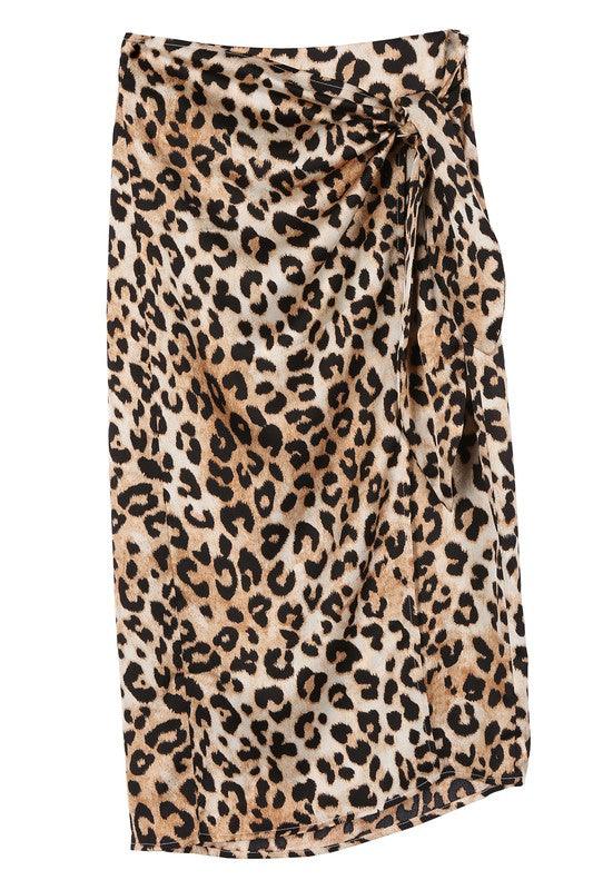 Satin leopard tie skirt - Wildflower Hippies