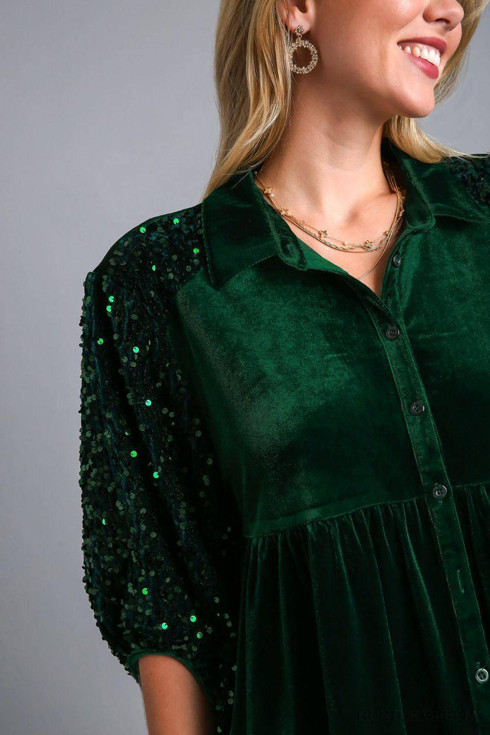 Sequin Detail Tiered Back Half Sleeve Shirt - Wildflower Hippies