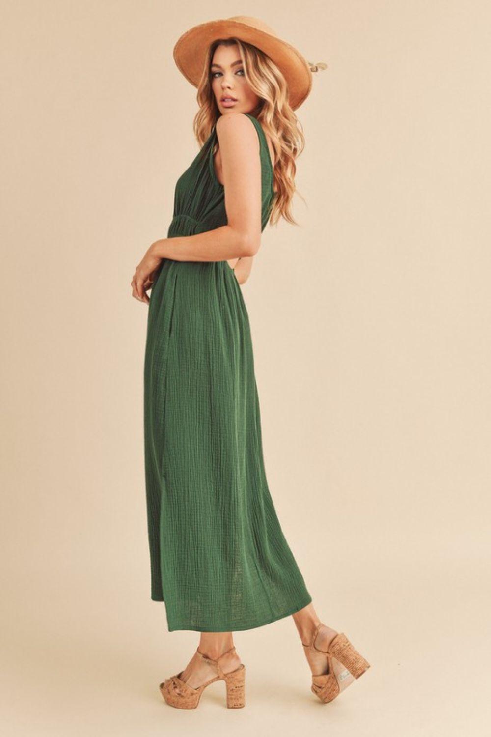 Side Slit Round Neck Sleeveless Tank Dress - Wildflower Hippies