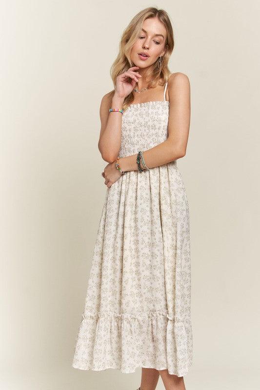 Smocked Floral Ruffled Hem Cami Dress - Wildflower Hippies