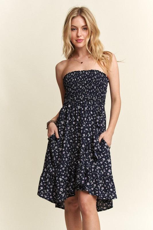 Smocked Floral Tube Dress with Pockets - Wildflower Hippies