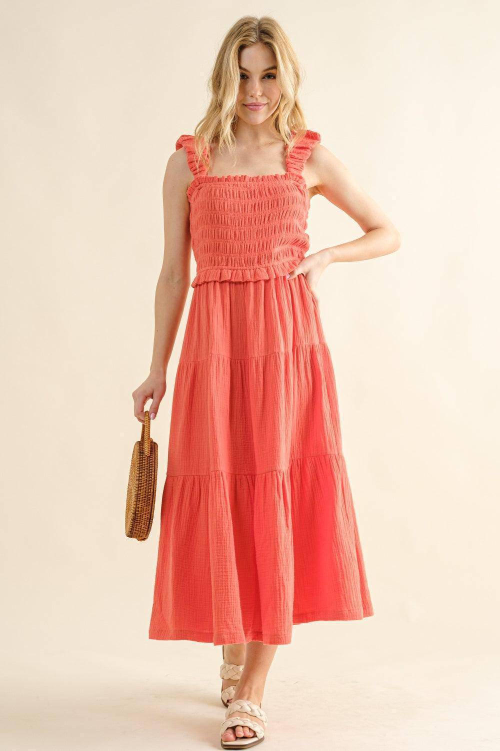 Smocked Ruffled Tiered Dress - Wildflower Hippies