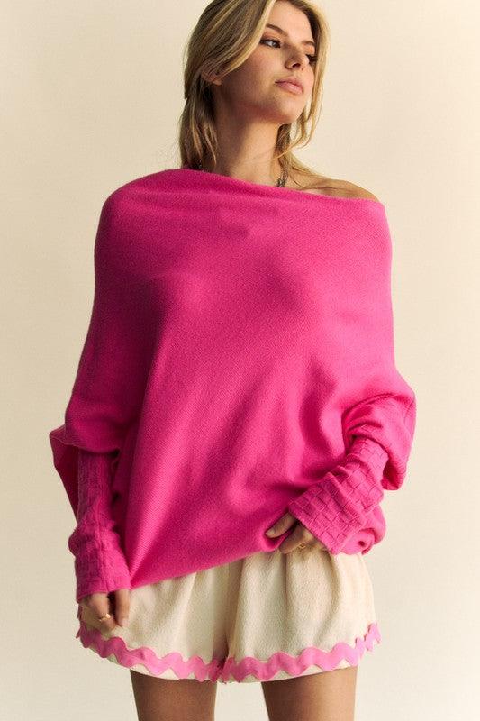 Solid Color Batwing Sleeve Sweater - Wildflower Hippies