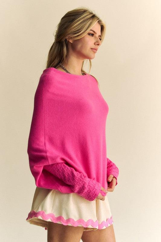 Solid Color Batwing Sleeve Sweater - Wildflower Hippies