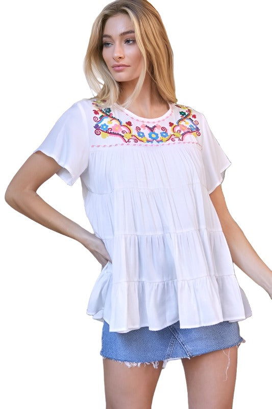 Solid Flared Short Sleeve Top - Wildflower Hippies