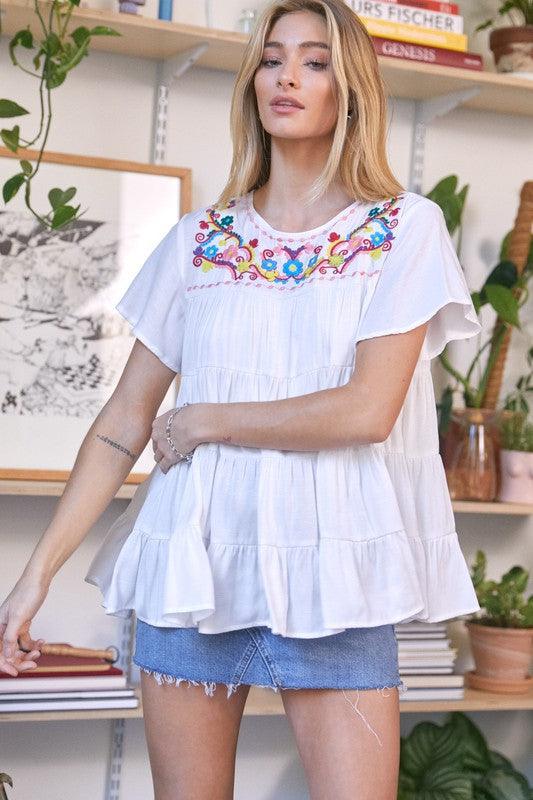 Solid Flared Short Sleeve Top - Wildflower Hippies