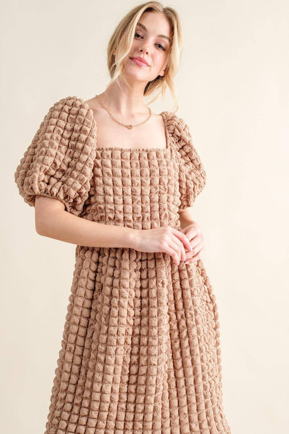 Square Neck Puff Sleeve Dress - Wildflower Hippies