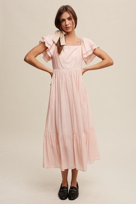 Square Neck Ruffled Short Sleeve Maxi Dress - Wildflower Hippies