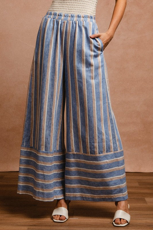 Striped Wide Leg Pants with Pockets - Wildflower Hippies