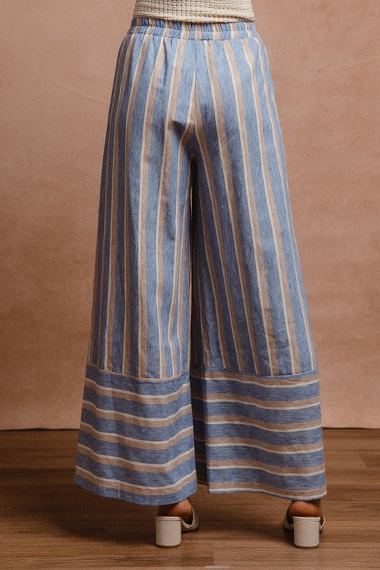 Striped Wide Leg Pants with Pockets - Wildflower Hippies