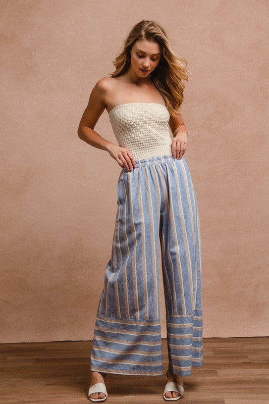 Striped Wide Leg Pants with Pockets - Wildflower Hippies