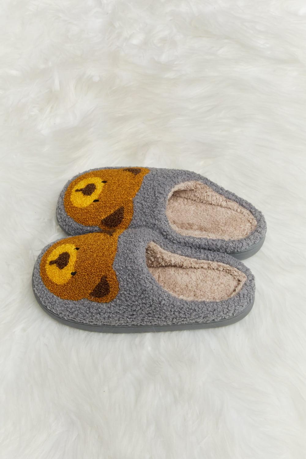 Teddy Bear Print Plush Slide Slippers - Wildflower Hippies