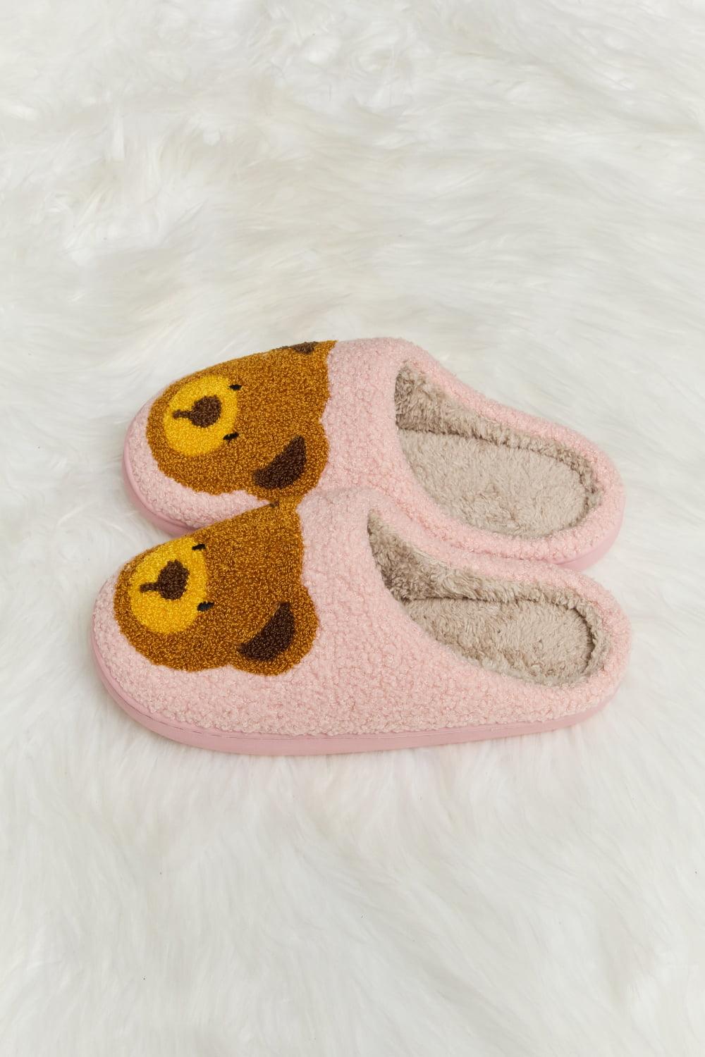 Teddy Bear Print Plush Slide Slippers - Wildflower Hippies