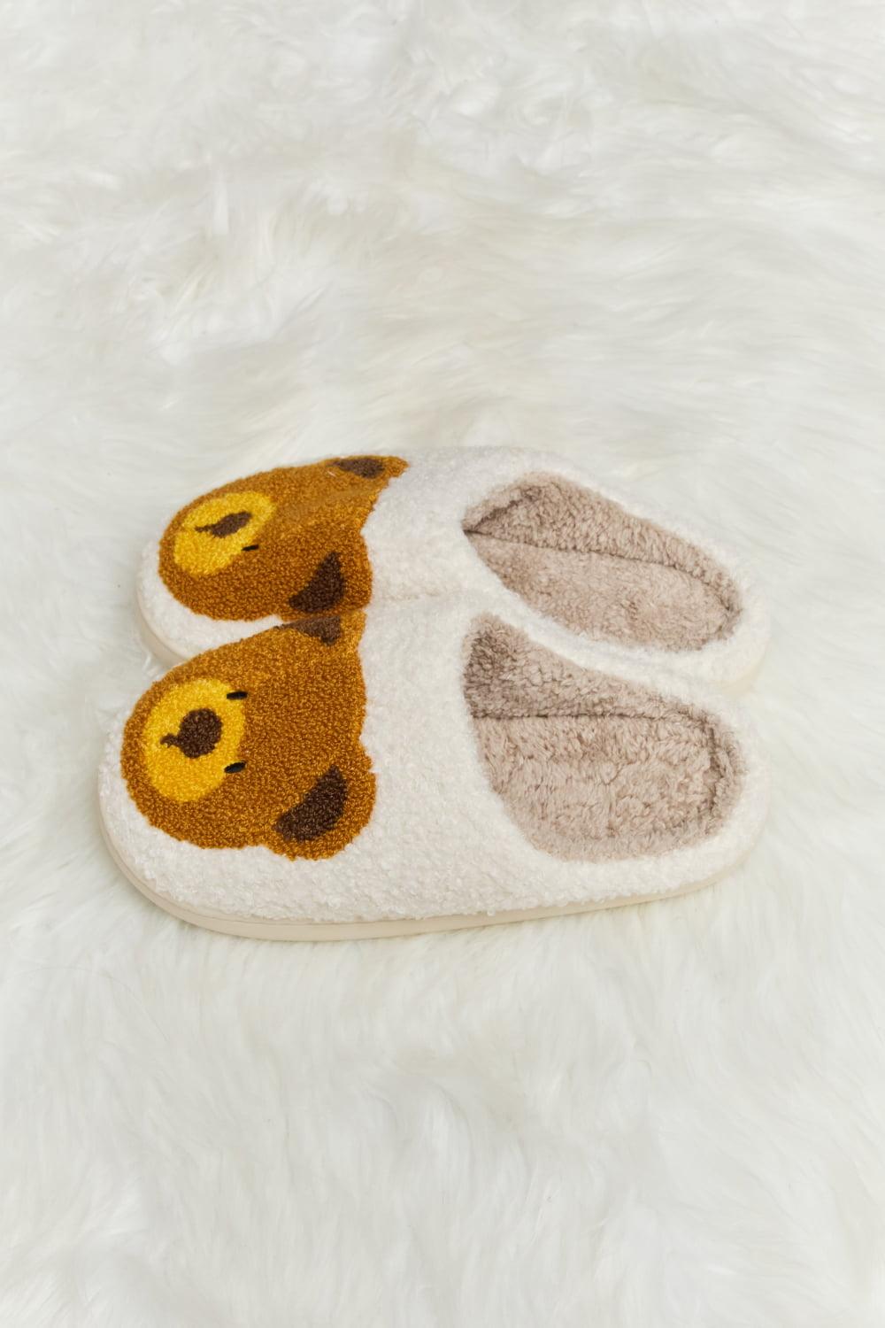 Teddy Bear Print Plush Slide Slippers - Wildflower Hippies