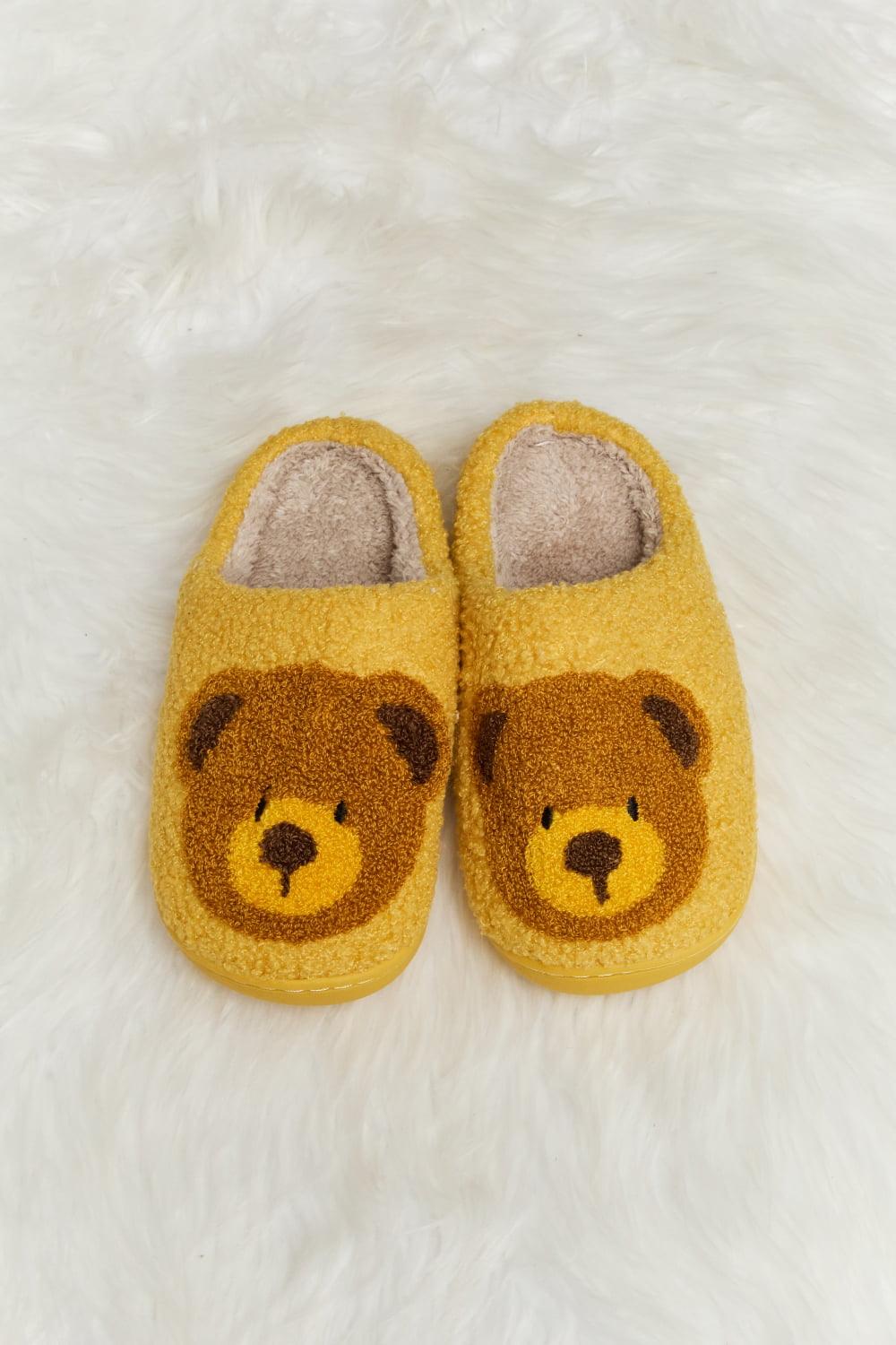 Teddy Bear Print Plush Slide Slippers - Wildflower Hippies