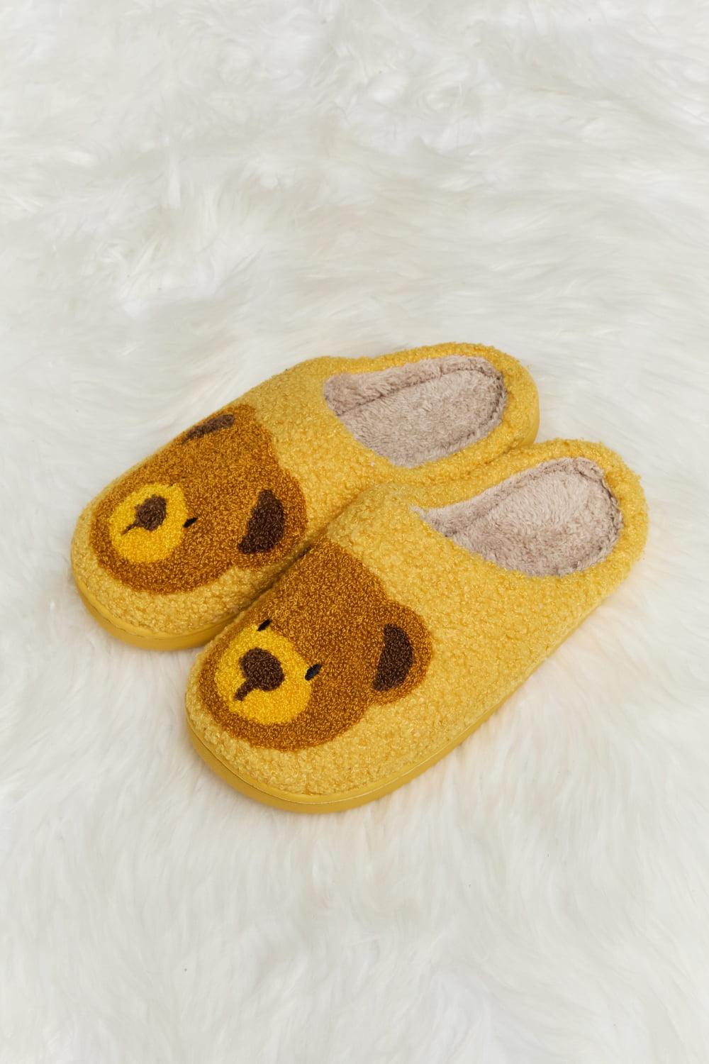 Teddy Bear Print Plush Slide Slippers - Wildflower Hippies