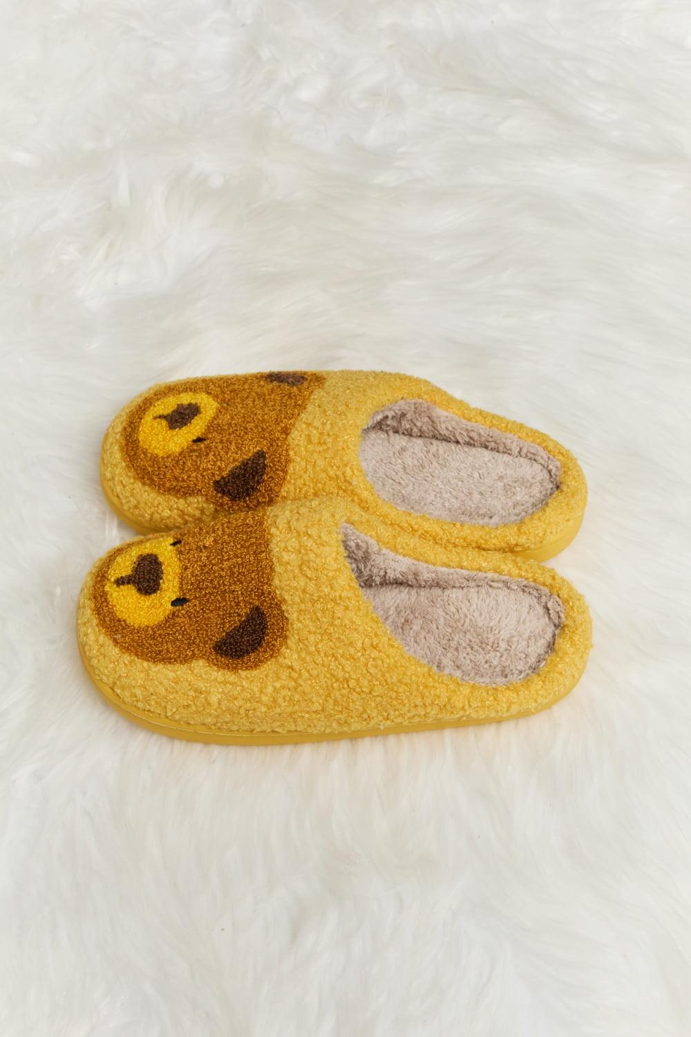 Teddy Bear Print Plush Slide Slippers - Wildflower Hippies