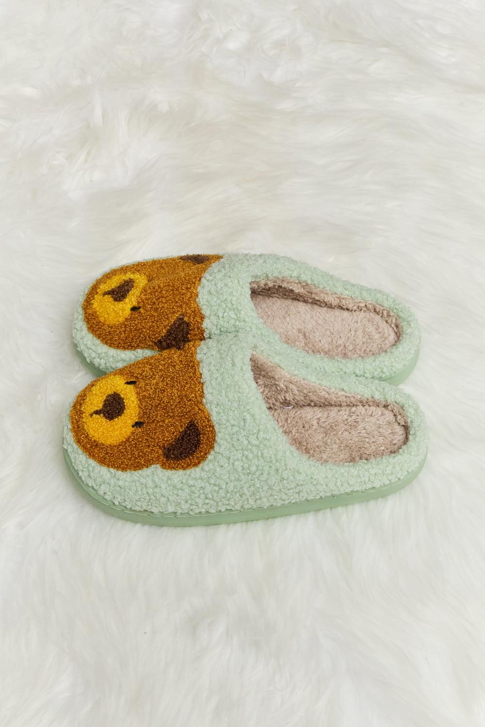 Teddy Bear Print Plush Slide Slippers - Wildflower Hippies