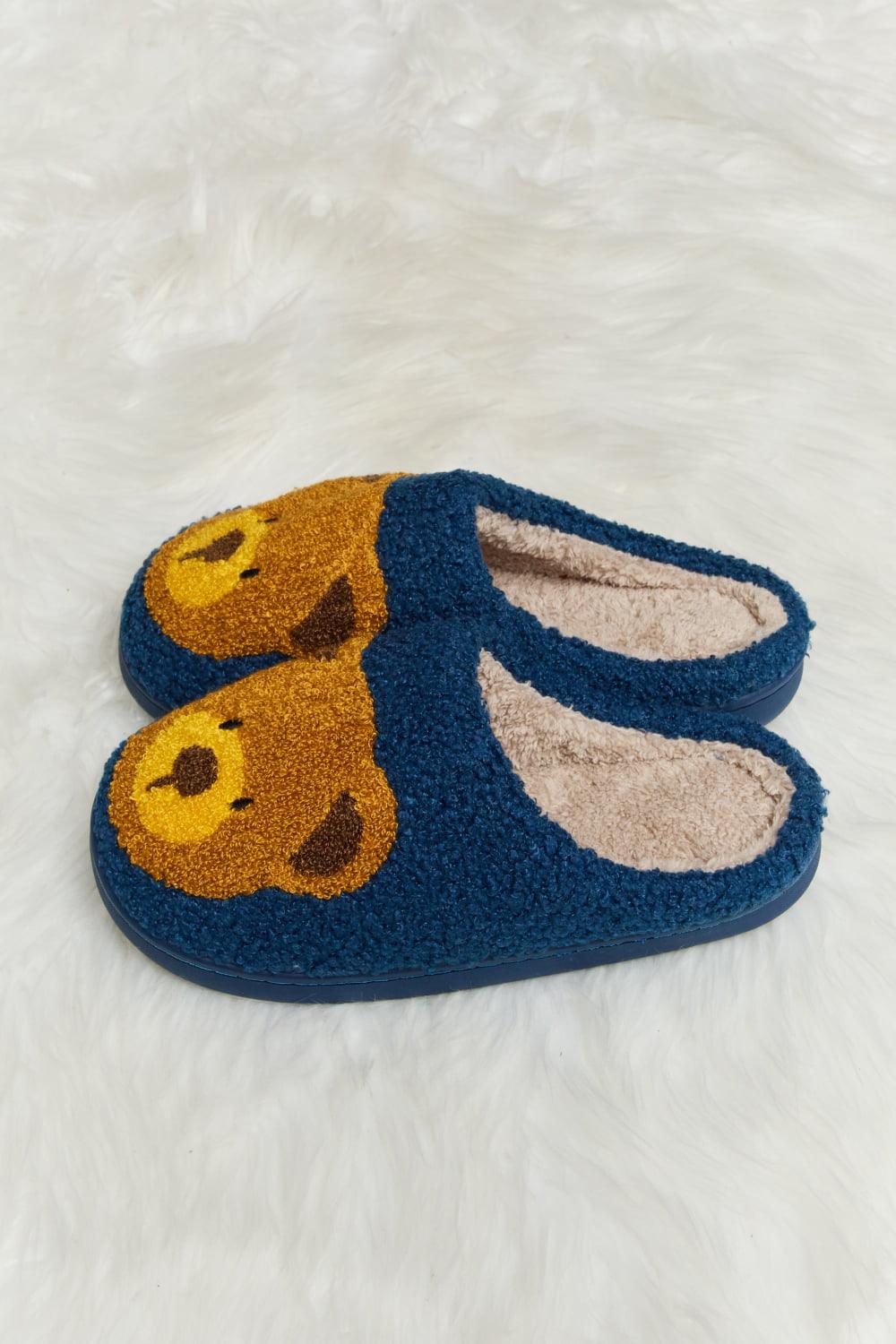 Teddy Bear Print Plush Slide Slippers - Wildflower Hippies