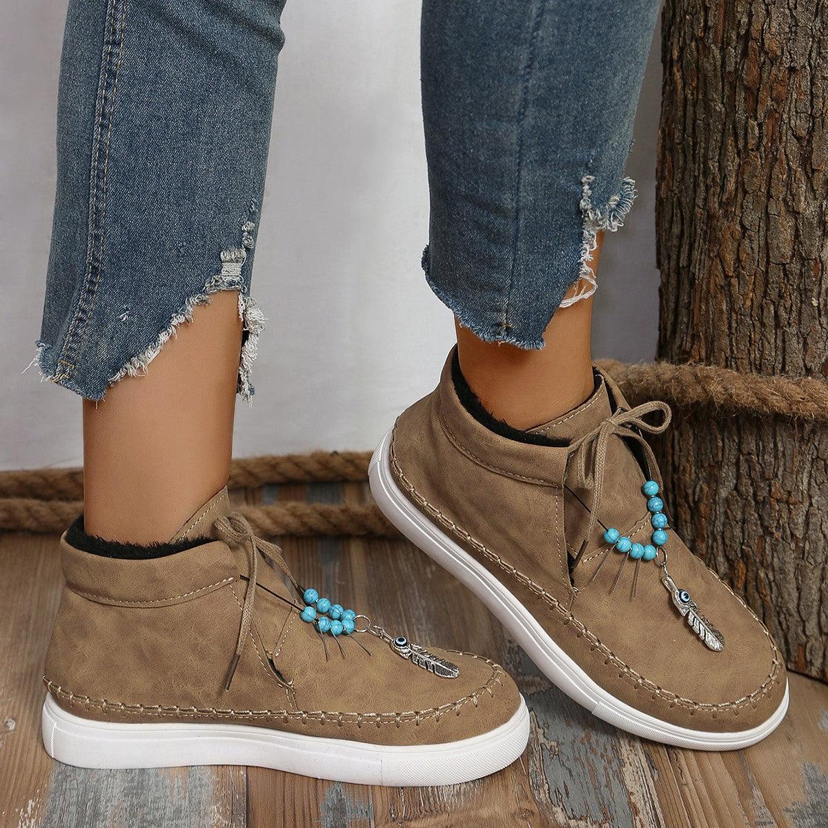 Tied Bead Trim Platform Sneakers - Wildflower Hippies