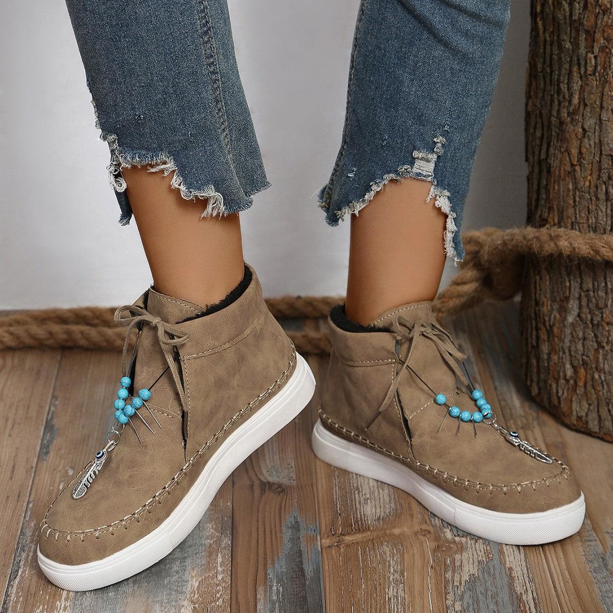 Tied Bead Trim Platform Sneakers - Wildflower Hippies