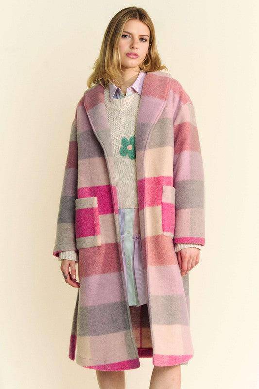 Tied Color Block Collared Neck Coat - Wildflower Hippies