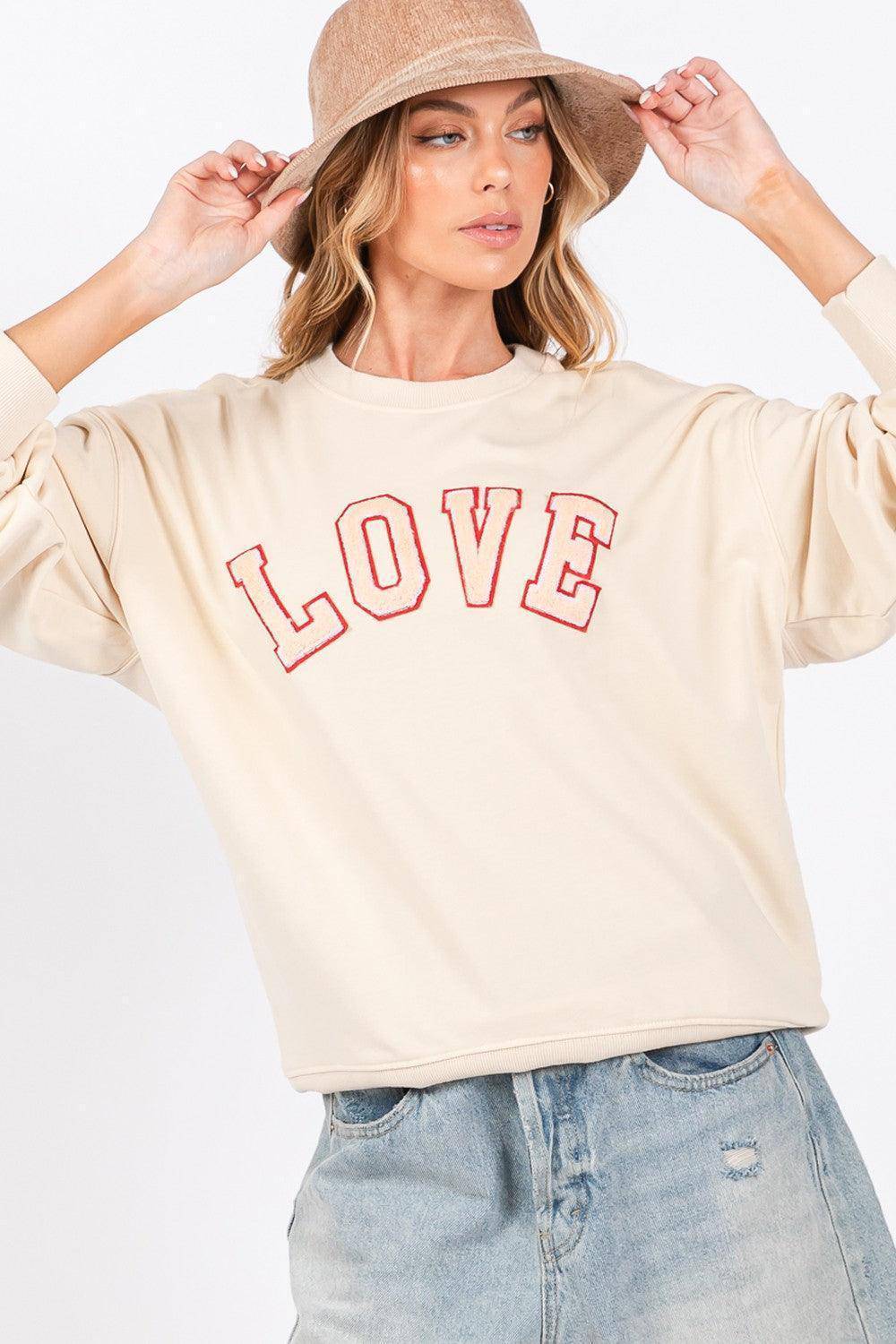 LOVE Path Applique Drop Shoulder Sweatshirt - Wildflower Hippies