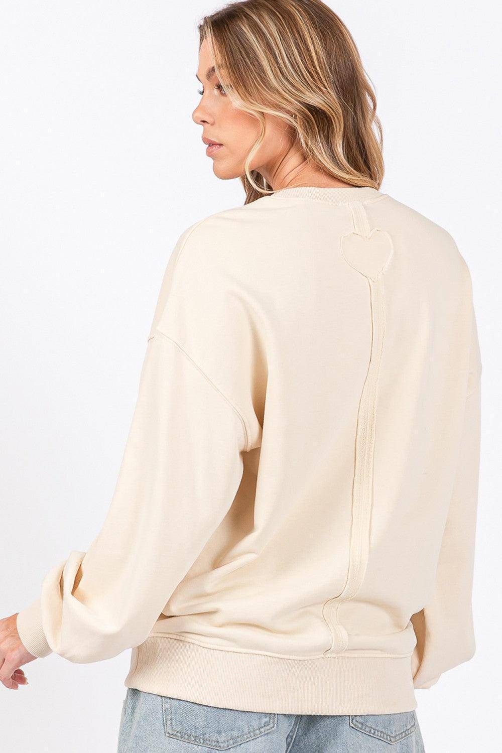 LOVE Path Applique Drop Shoulder Sweatshirt - Wildflower Hippies