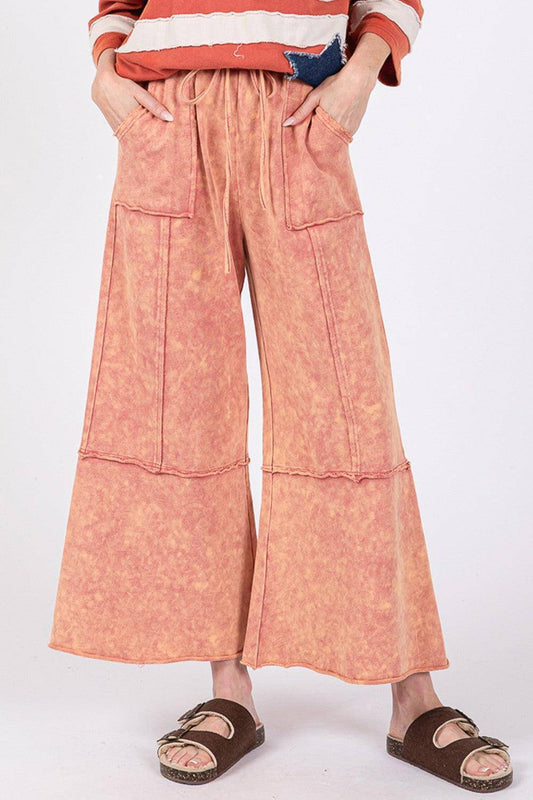 Mineral Washed Terry Wide Leg Pants - Wildflower Hippies