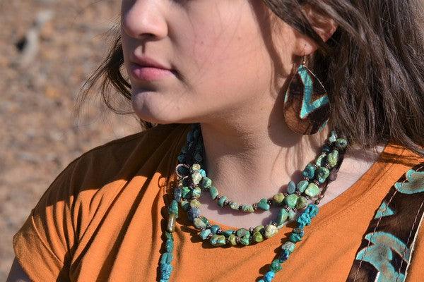 Triple Strand Turquoise & Copper Collar Necklace - Wildflower Hippies